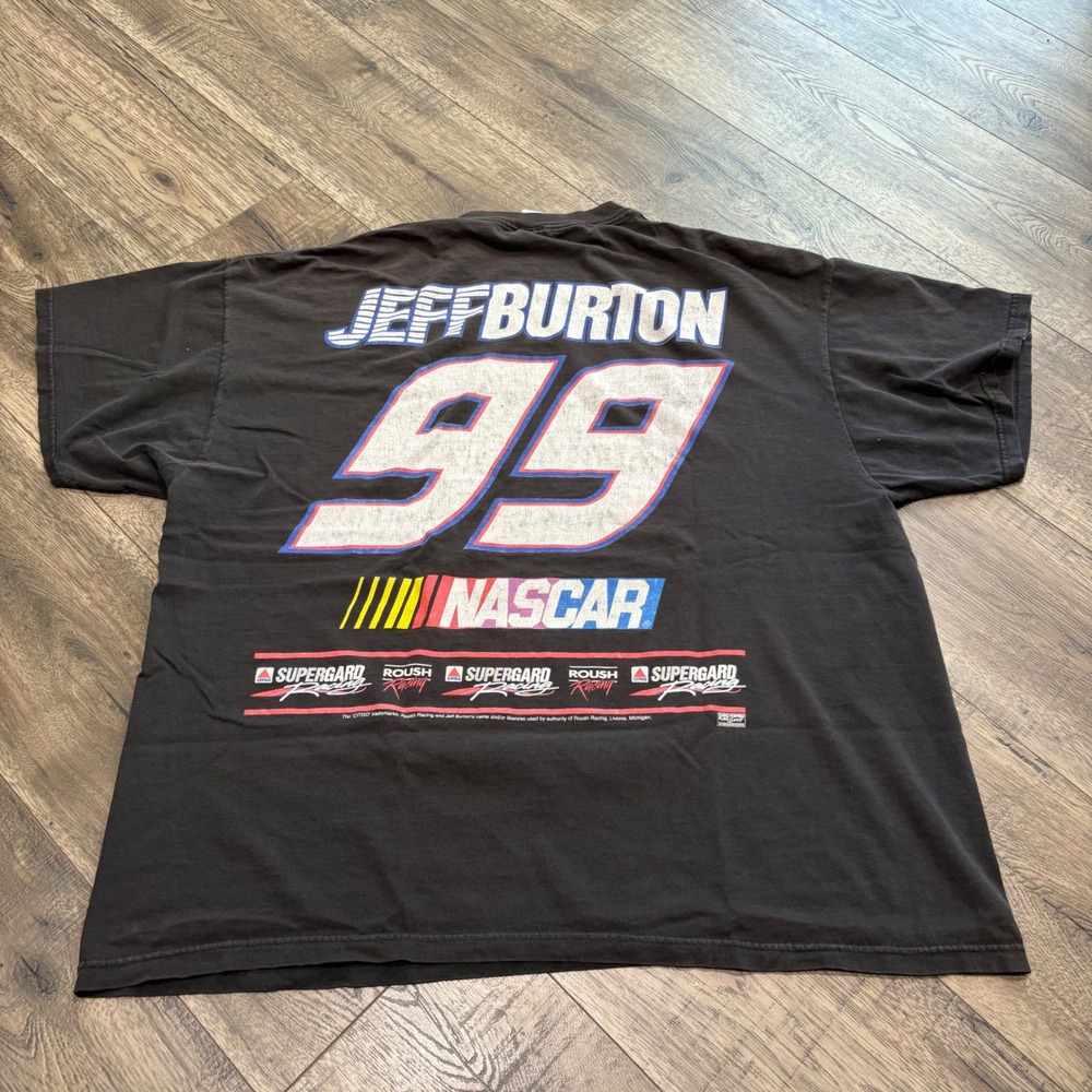 Delta Jeff Burton NASCAR T Shirt Mens 2XL Black Y2K Supergard Racing‎ 99 Roush - Picture 2 of 11